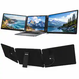 INVZI - MagHub Dual 15.6" Laptop Screen Extender - Triple Screen Portable Monitor with Dual FHD IPS Displays, USB-C & HDMI