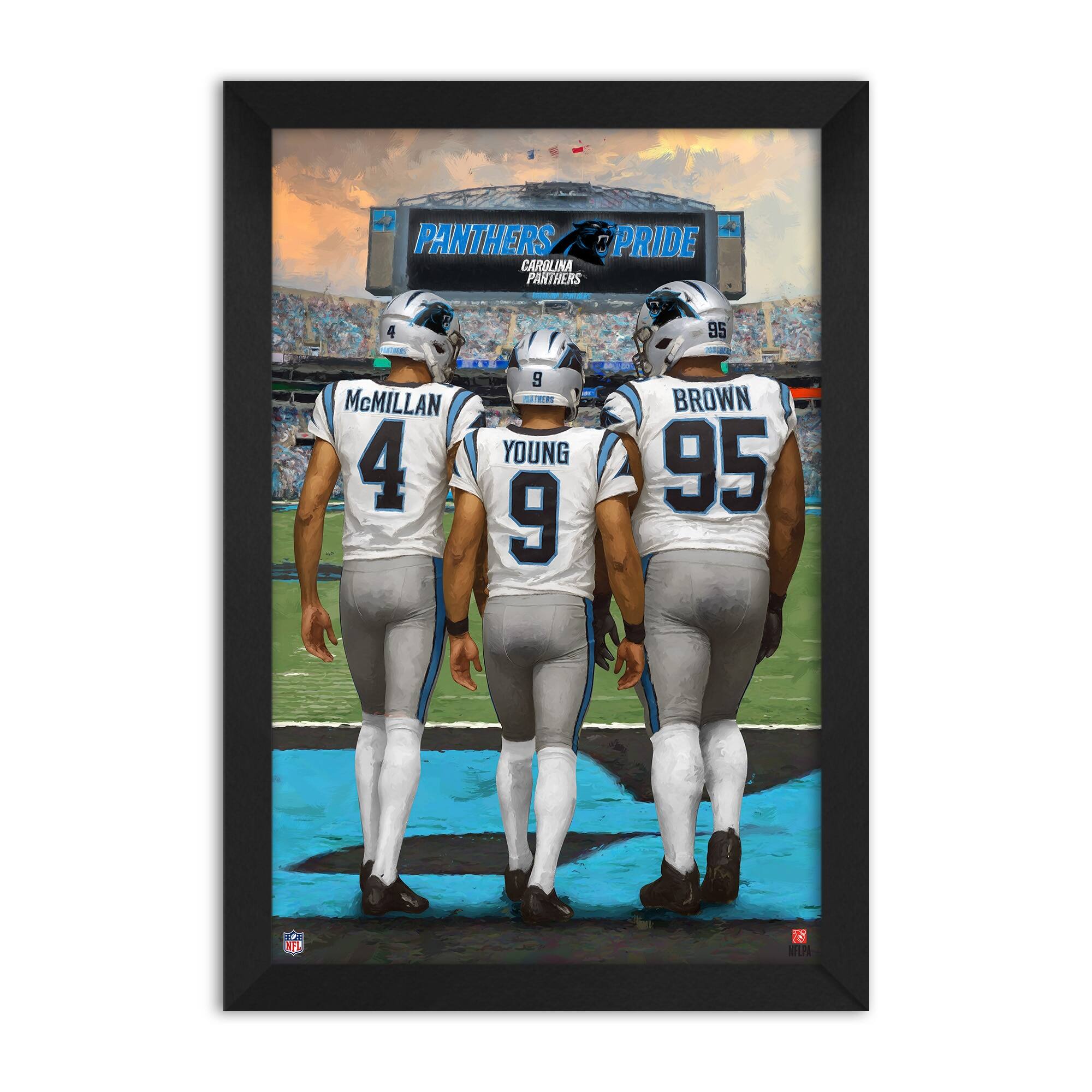 Bryce Young, Tetairoa McMillan & Derrick Brown Carolina Panthers Framed Three-Player Art Print