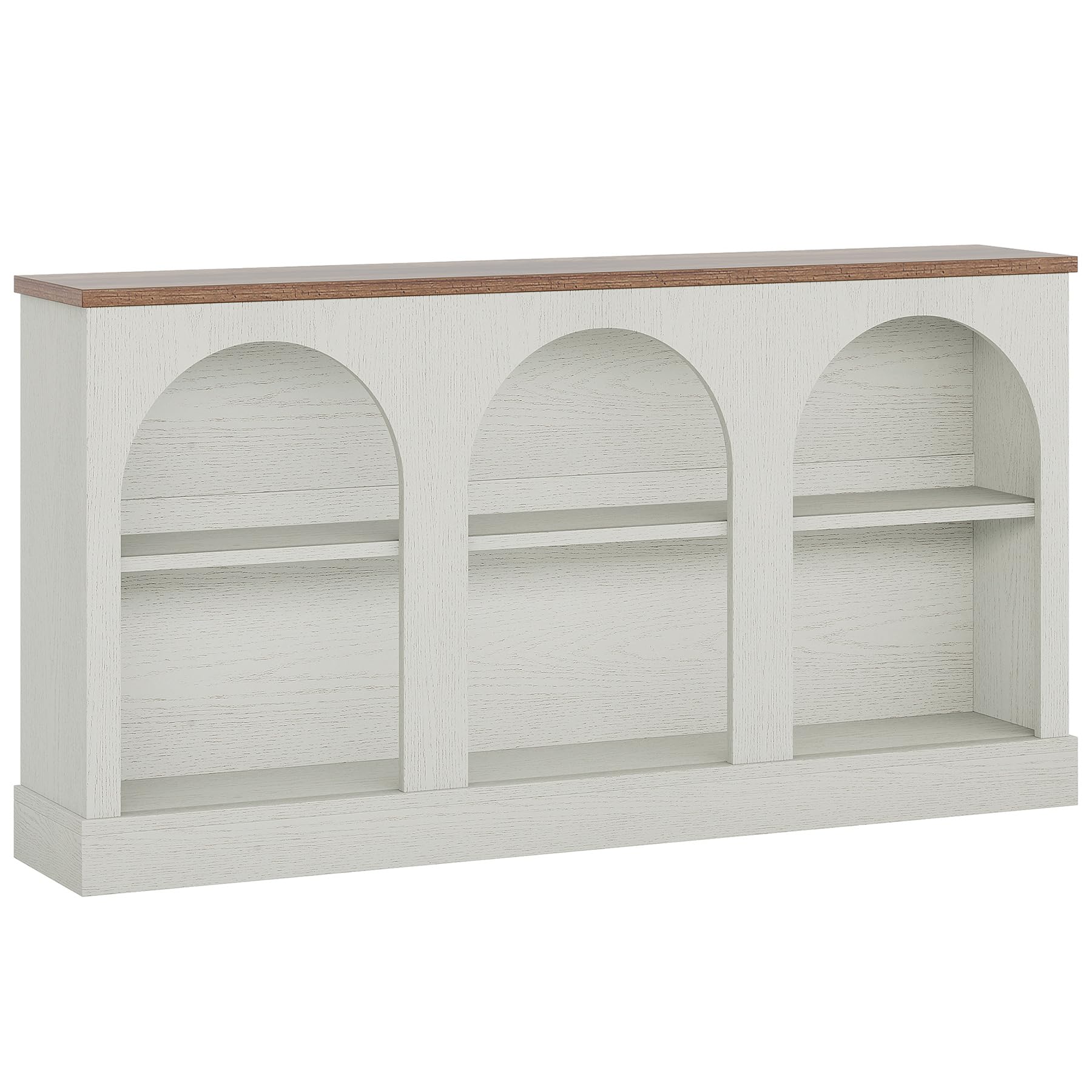 Alt View 5. Tribesigns - 63-Inch Arched Farmhouse TV Stand with 3 Open Storage Compartments for TVs up to 65 Inches - Off-white and Brown.