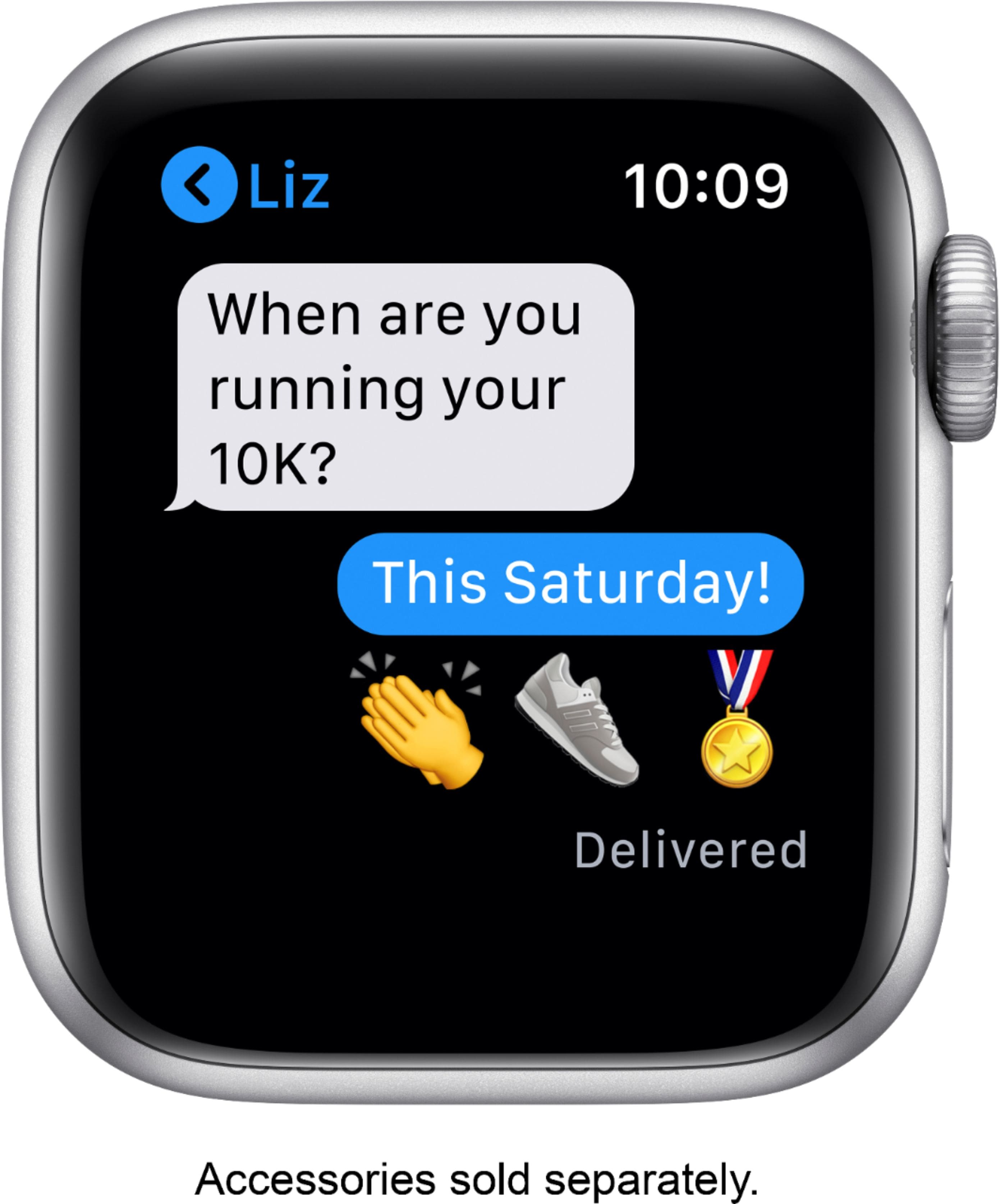 Alt View 14. Apple - Apple GSRF Watch Nike Series 6 (GPS) 40mm Silver Aluminum Case with Pure Platinum/Black Nike Sport Band - Silver.