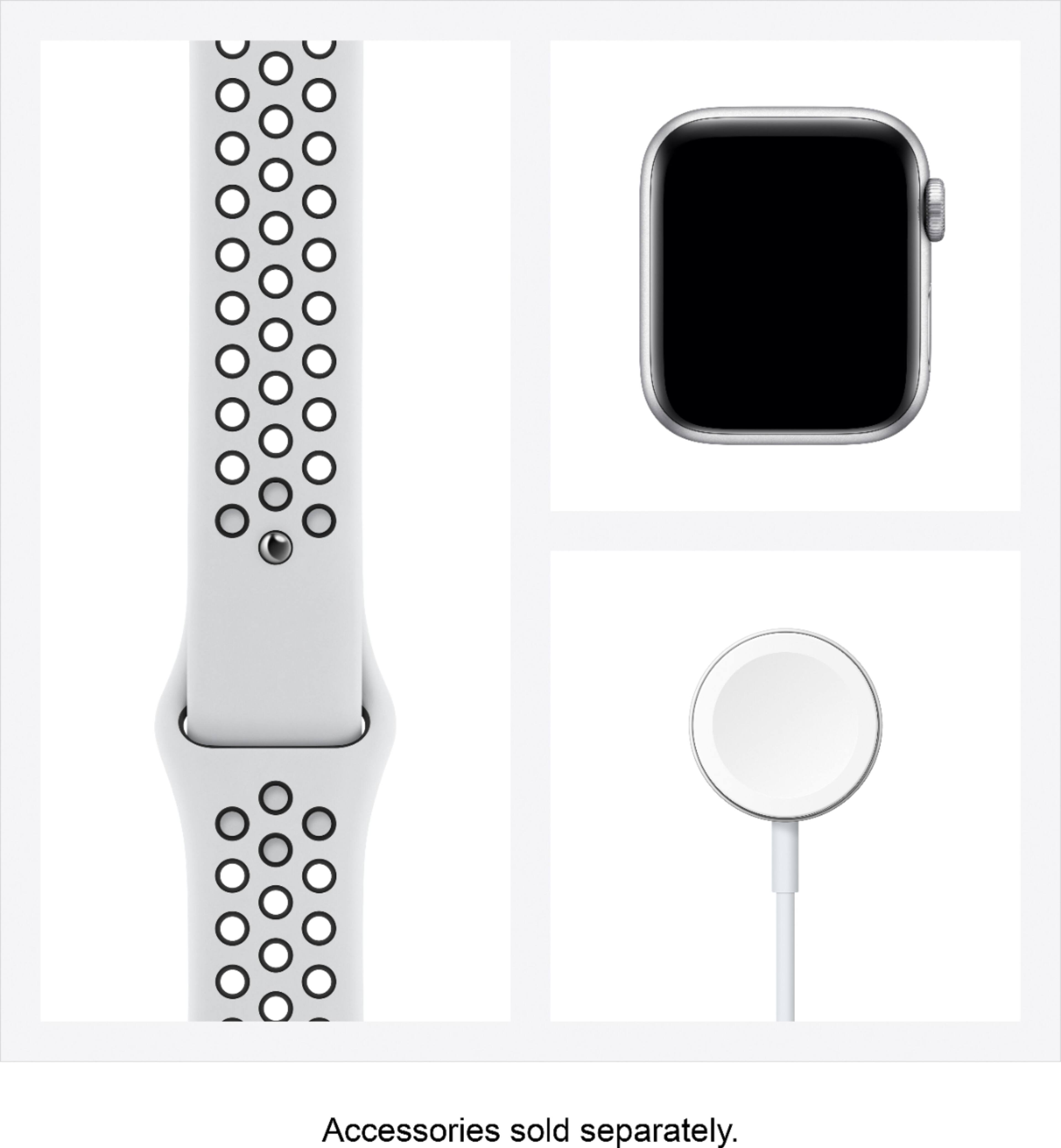 Alt View 15. Apple - Apple GSRF Watch Nike Series 6 (GPS) 40mm Silver Aluminum Case with Pure Platinum/Black Nike Sport Band - Silver.