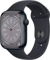 Apple Geek Squad Certified Refurbished Watch Series 8 (GPS) 45mm Aluminum Case with Midnight Sport Band - M/L - Midnight - Front_Zoom