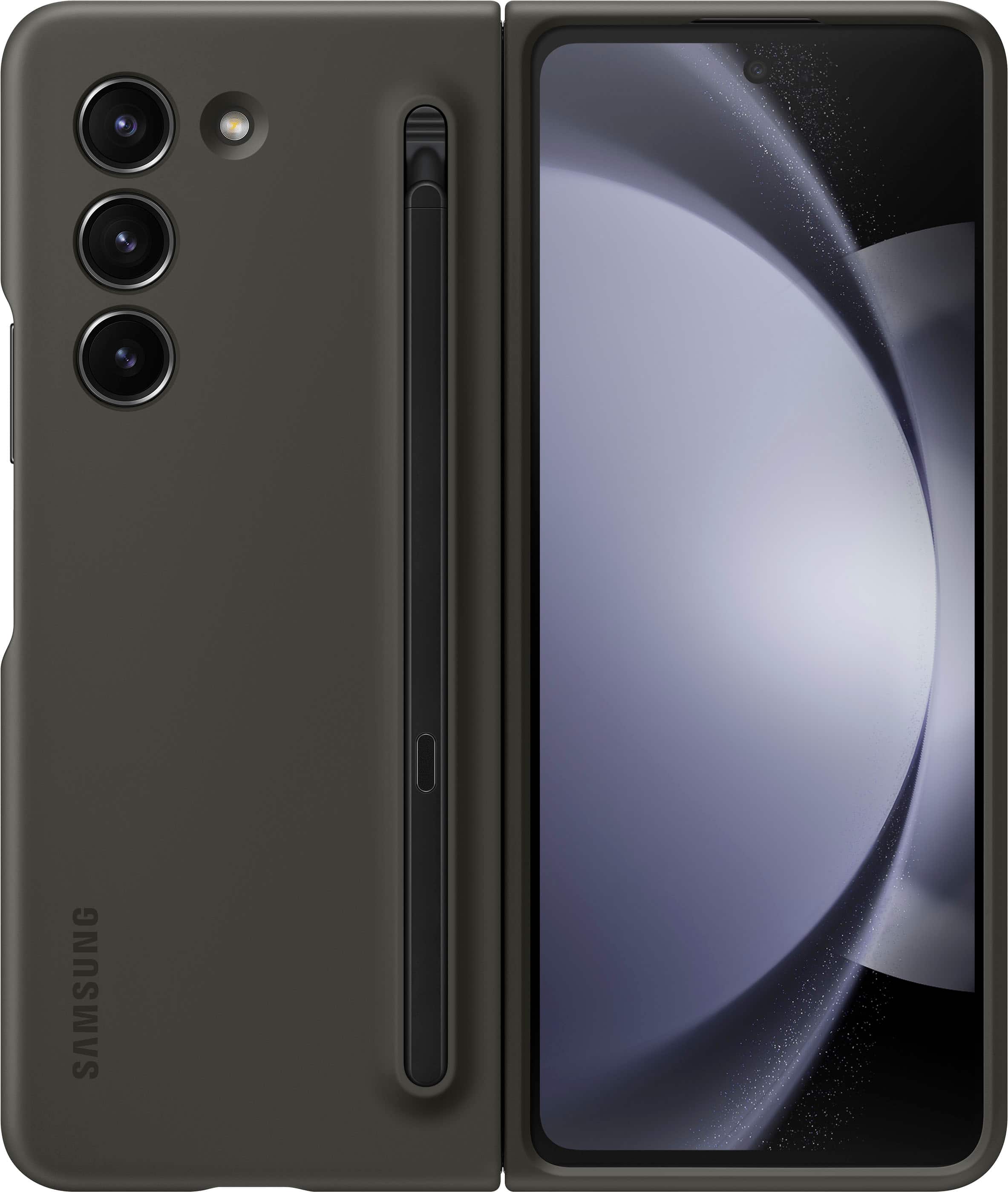 Angle. Samsung - Galaxy Z Fold5 Slim S Pen Case - Graphite.