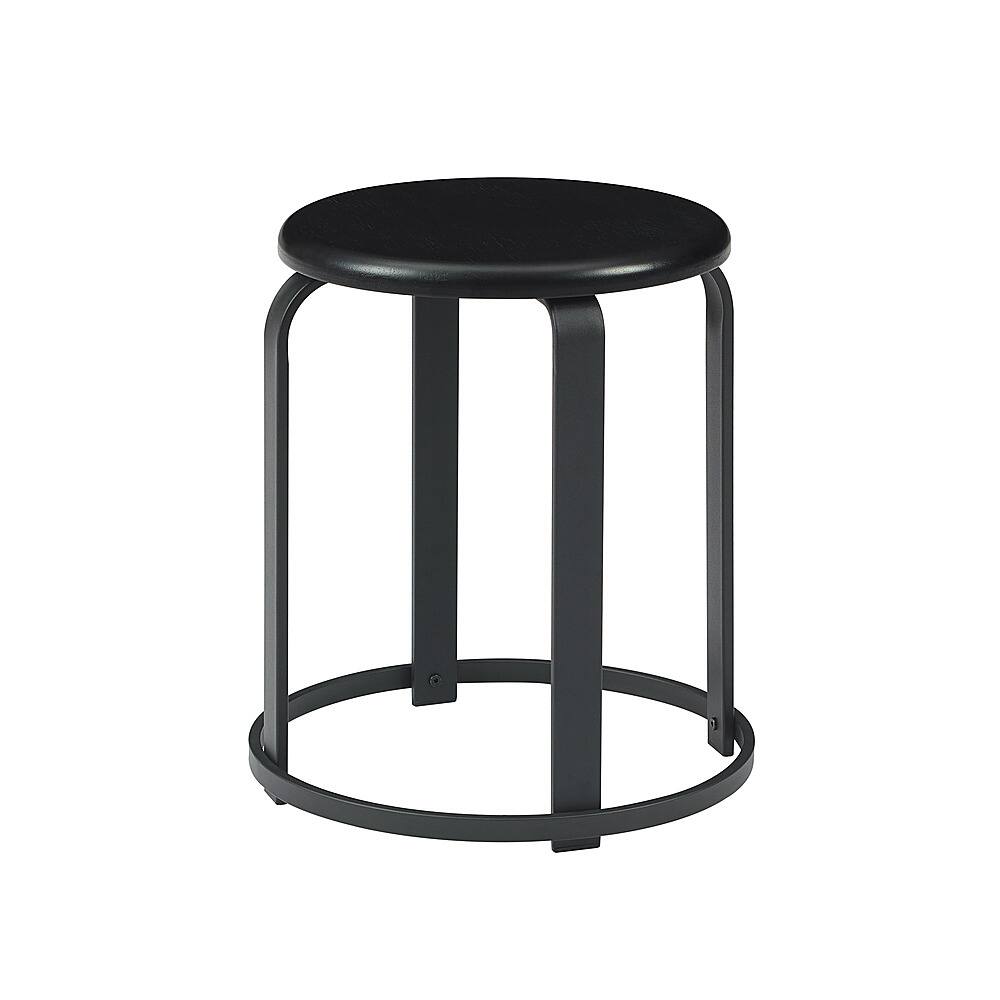 Walker Edison Industrial Round Metal and Wood Kitchen Stool Black