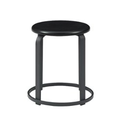 Walker Edison - Industrial Round Metal and Wood Kitchen Stool - Black - Front_Zoom