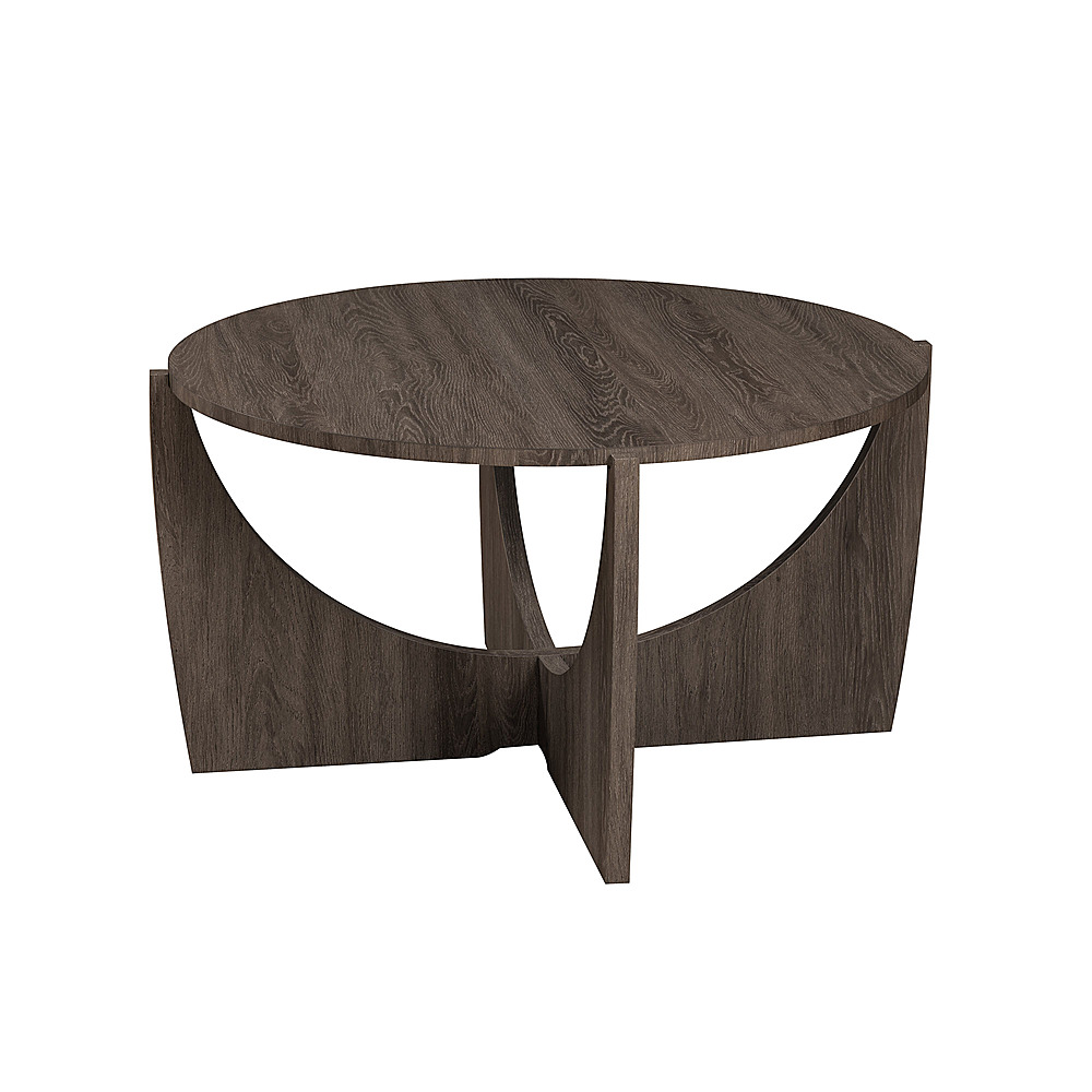 Walker Edison Contemporary Arch-Base Round Coffee Table Cerused Ash ...