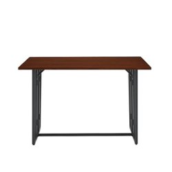 Walker Edison - Modern Metal and Wood Drop-Leaf Dining Table - Dark Walnut - Front_Zoom