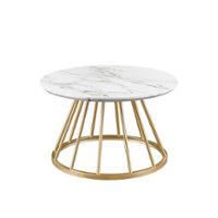 Walker Edison - Modern Cage-Base Coffee Table - Faux White Marble - Front_Zoom