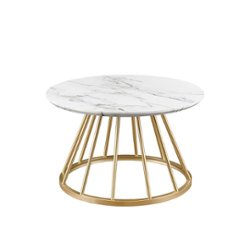 Walker Edison - Modern Cage-Base Coffee Table - Faux White Marble - Front_Zoom