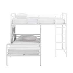 Walker Edison - Modern L-Shape Twin Bunk Bed - White - Front_Zoom