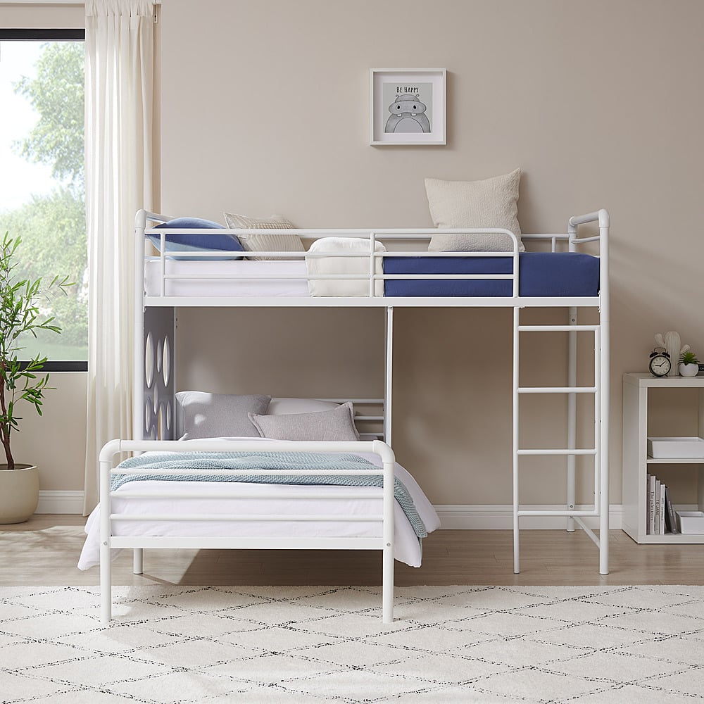 Walker Edison Modern L-Shape Twin Bunk Bed White BBEVK3HCGP - Best Buy