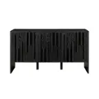 Front. Walker Edison - Contemporary Art Deco Vertical Detail Sideboard - Black.