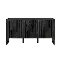 Walker Edison - Contemporary Art Deco Vertical Detail Sideboard - Black - Front_Zoom