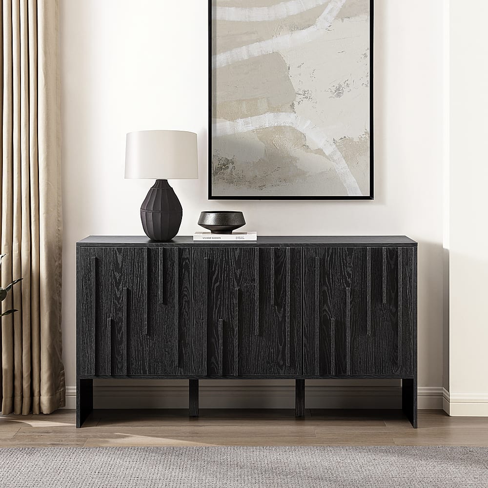 Alt View 11. Walker Edison - Contemporary Art Deco Vertical Detail Sideboard - Black.