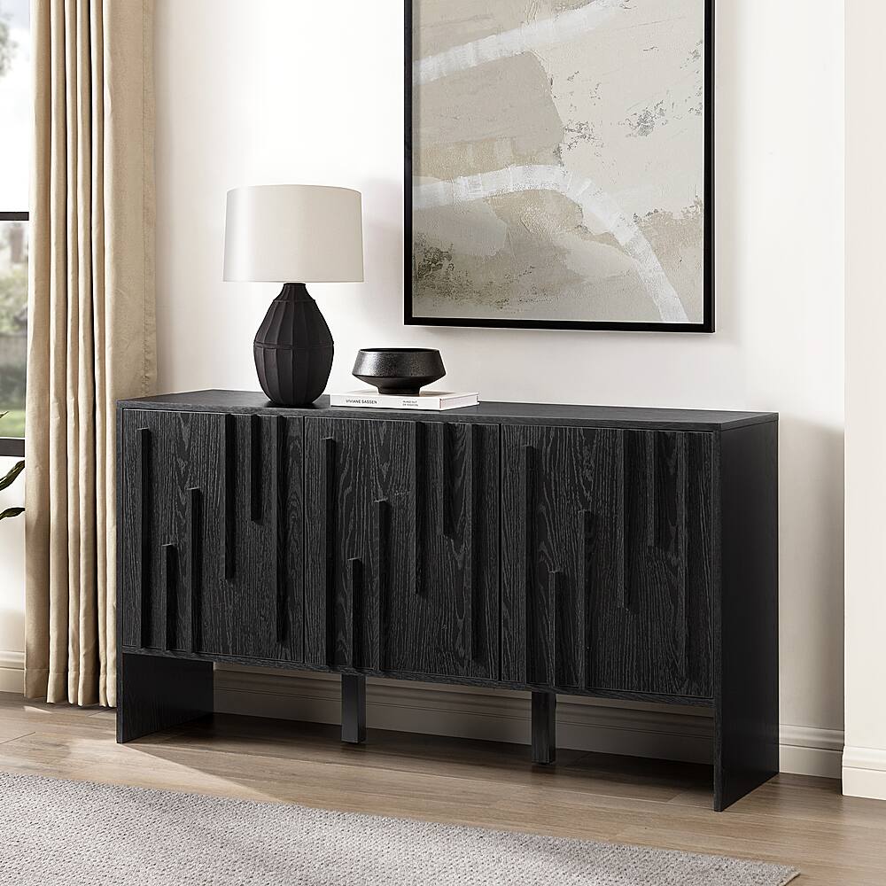 Alt View 12. Walker Edison - Contemporary Art Deco Vertical Detail Sideboard - Black.