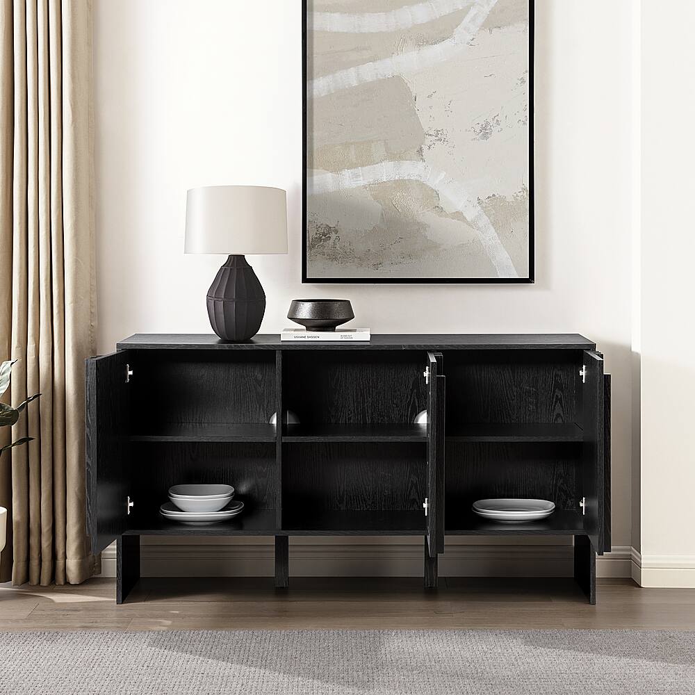 Alt View 16. Walker Edison - Contemporary Art Deco Vertical Detail Sideboard - Black.
