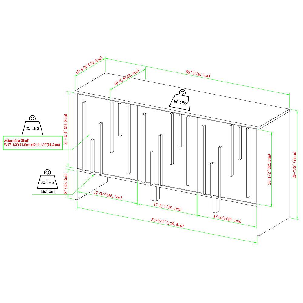 Alt View 40. Walker Edison - Contemporary Art Deco Vertical Detail Sideboard - Black.