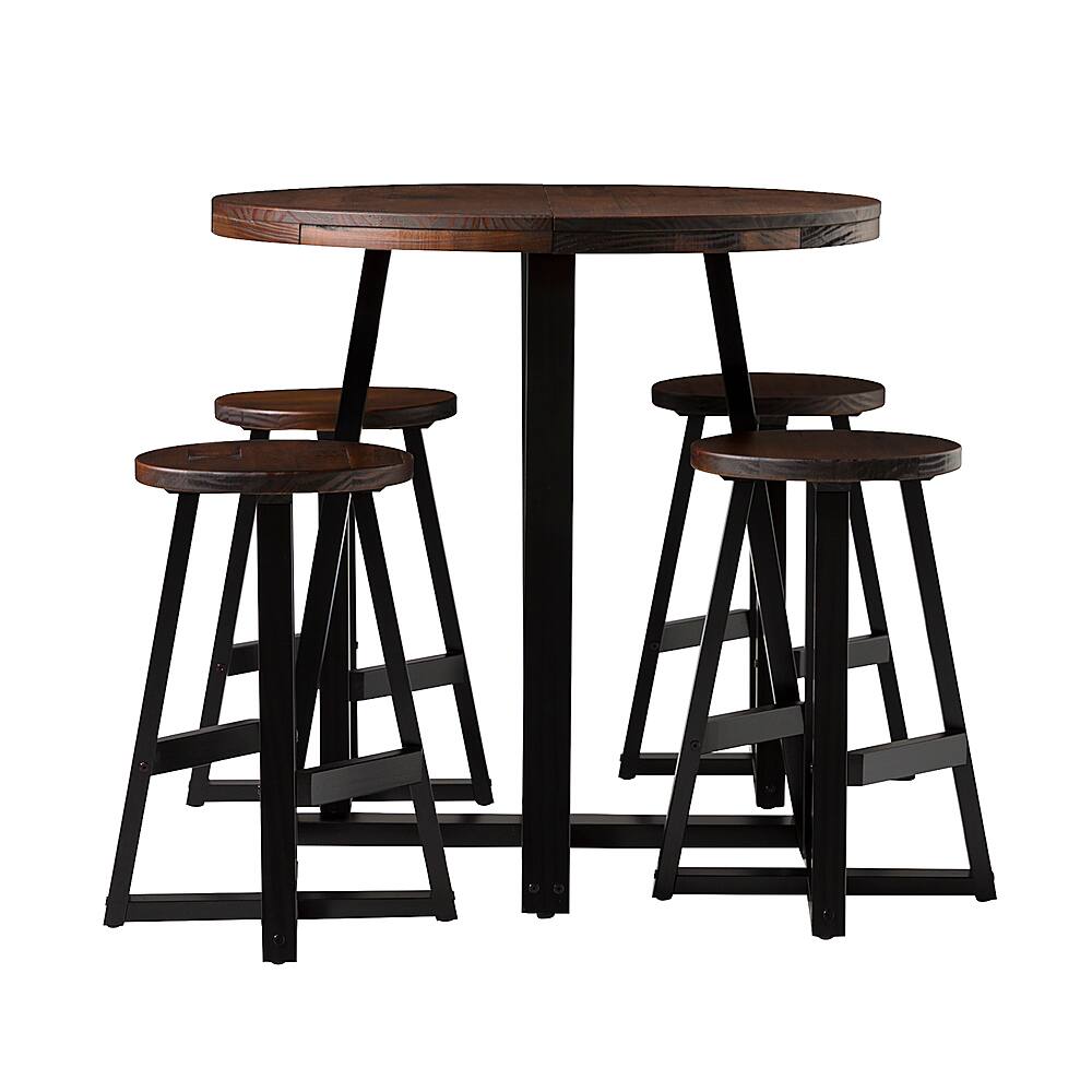 Angle View: Walker Edison - Rustic 5-Piece Counter-Height Dining Set - Mahogany