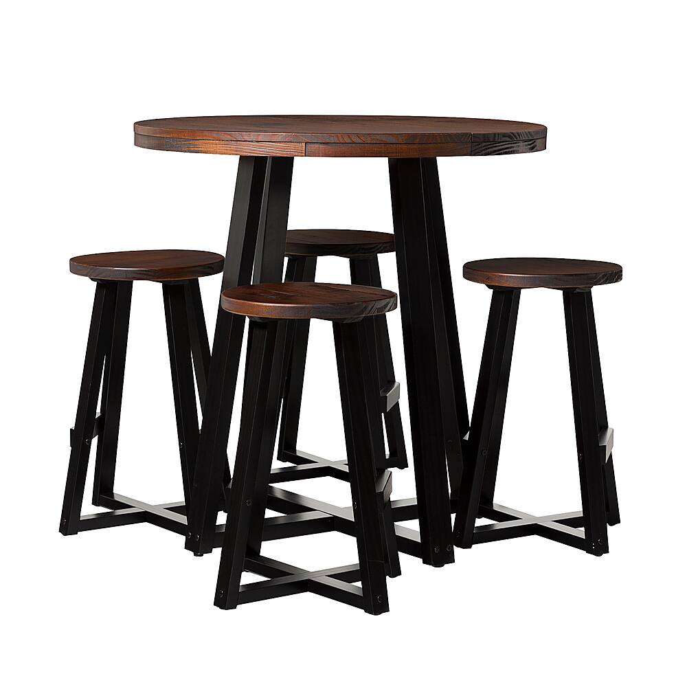 Left View: Walker Edison - Rustic 5-Piece Counter-Height Dining Set - Mahogany