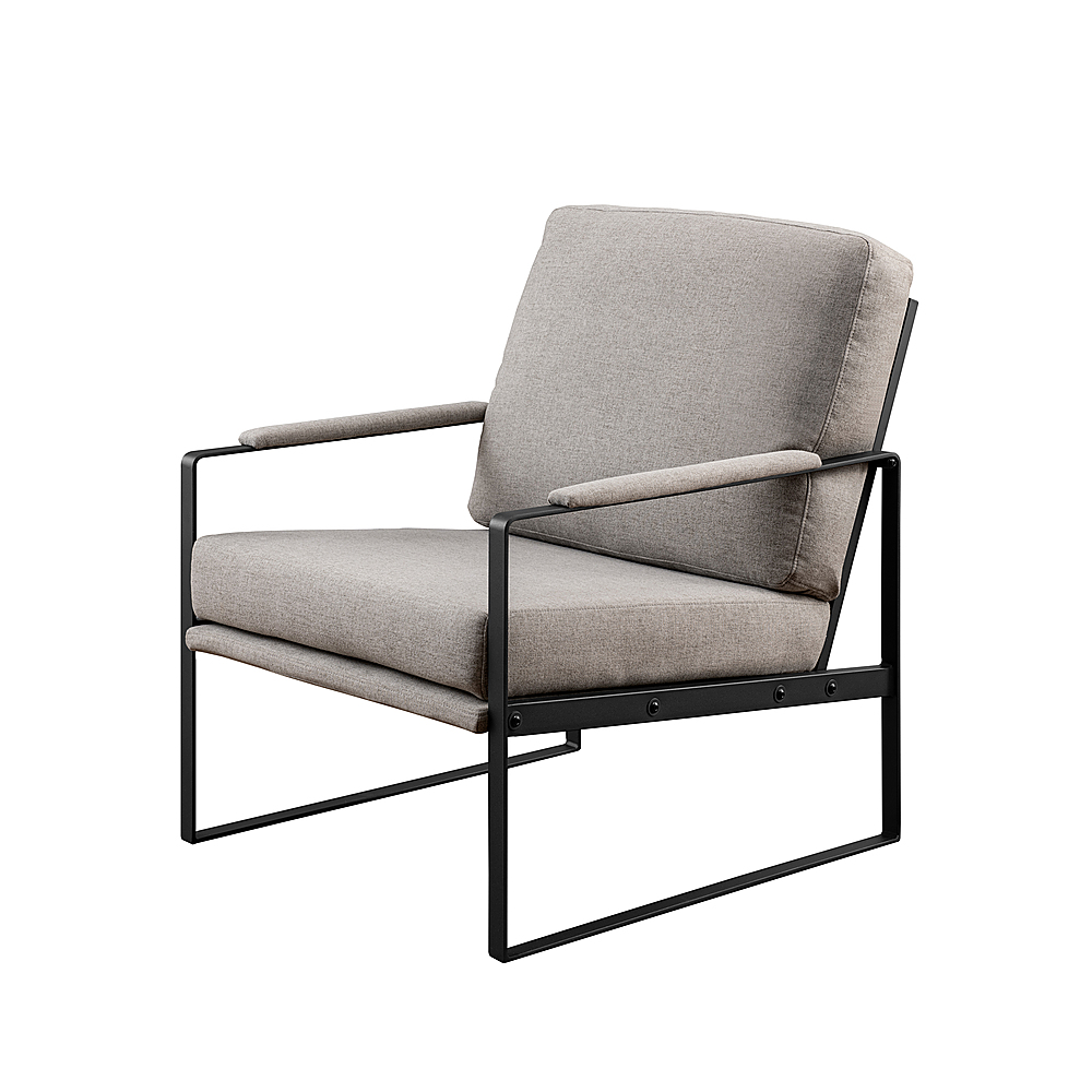 Angle View: Walker Edison - Modern Metal-Arm Accent Chair - Mushroom