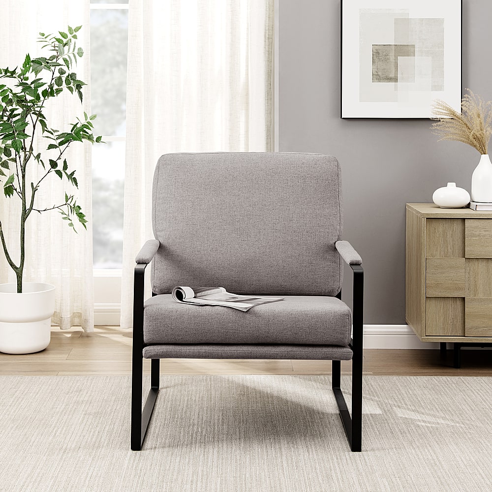 Walker Edison Modern Metal-Arm Accent Chair Mushroom BBHOU1OMS - Best Buy