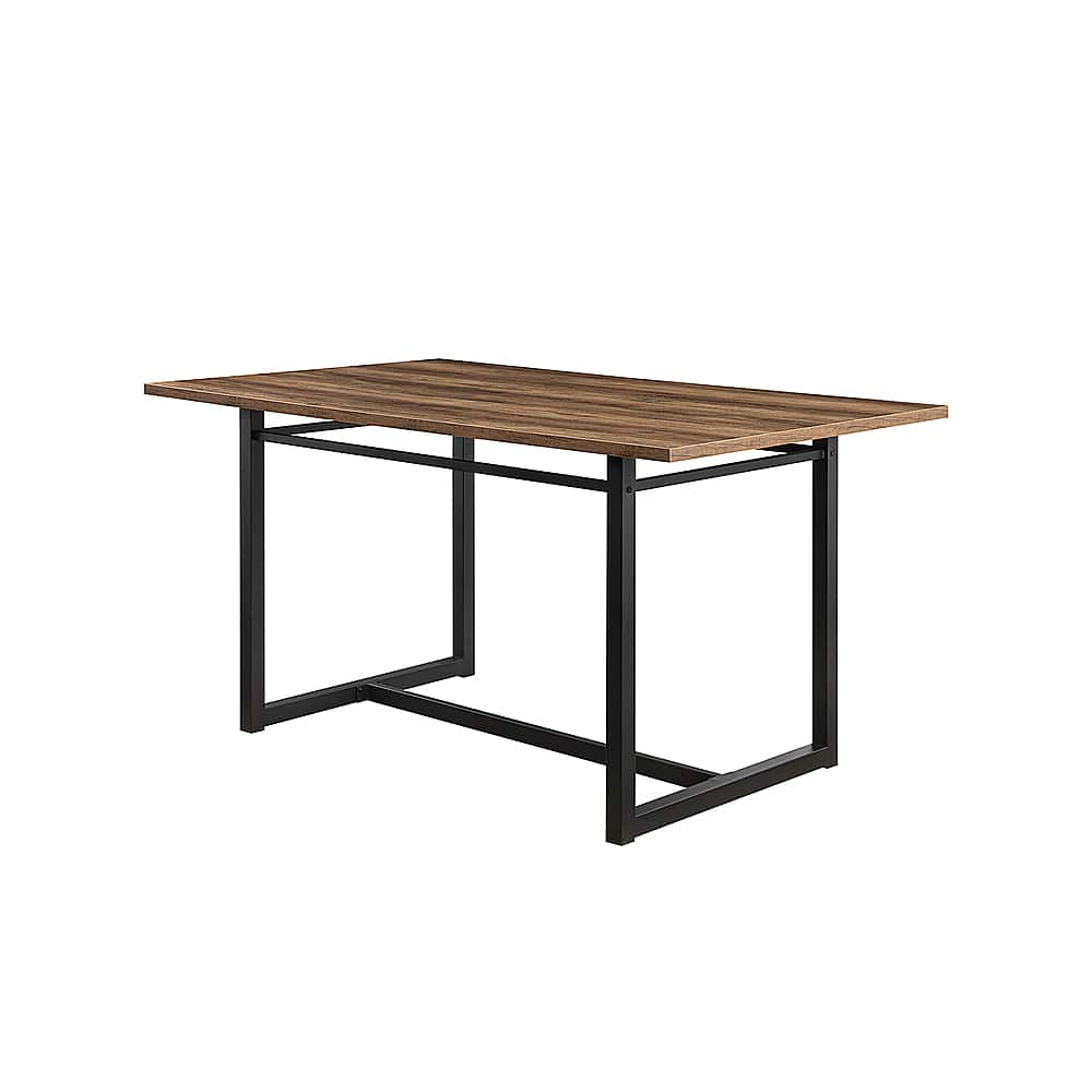 Angle View: Walker Edison - Industrial Dining Table - Rustic Oak