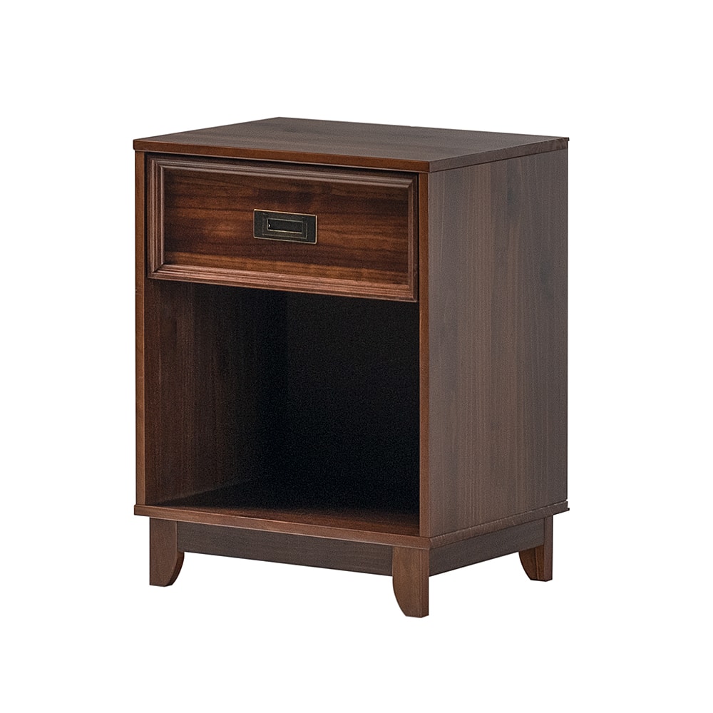 Angle View: Walker Edison - Modern 1-Drawer 1-Cubby Nightstand - Walnut