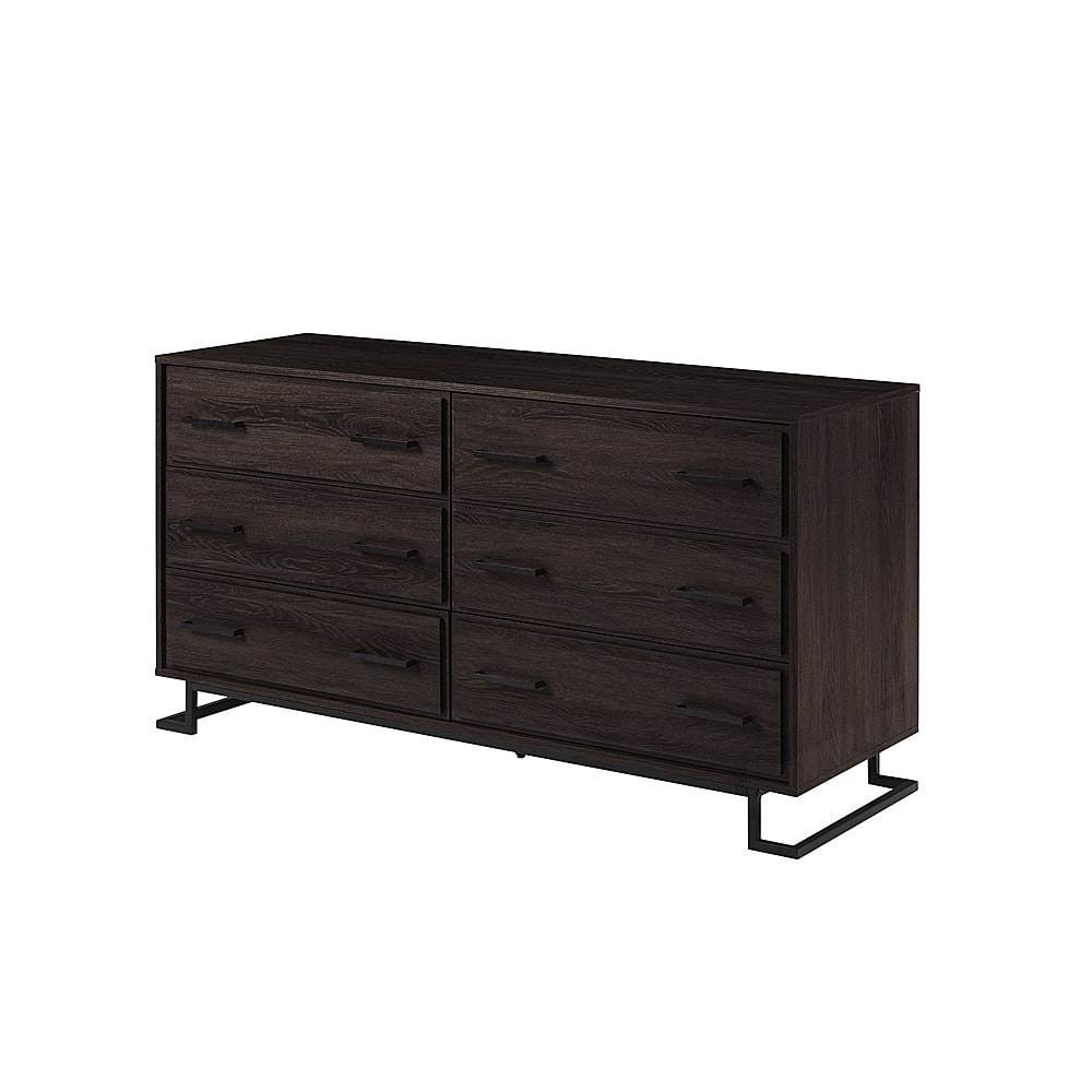 Angle View: Walker Edison - Contemporary Angle-Leg 6-Drawer Dresser - Charcoal