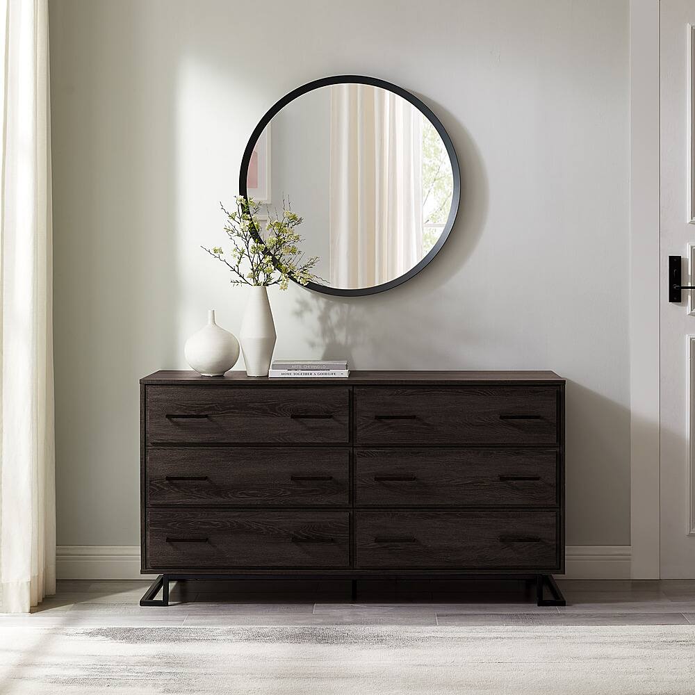 Alt View 11. Walker Edison - Contemporary Angle-Leg 6-Drawer Dresser - Charcoal.