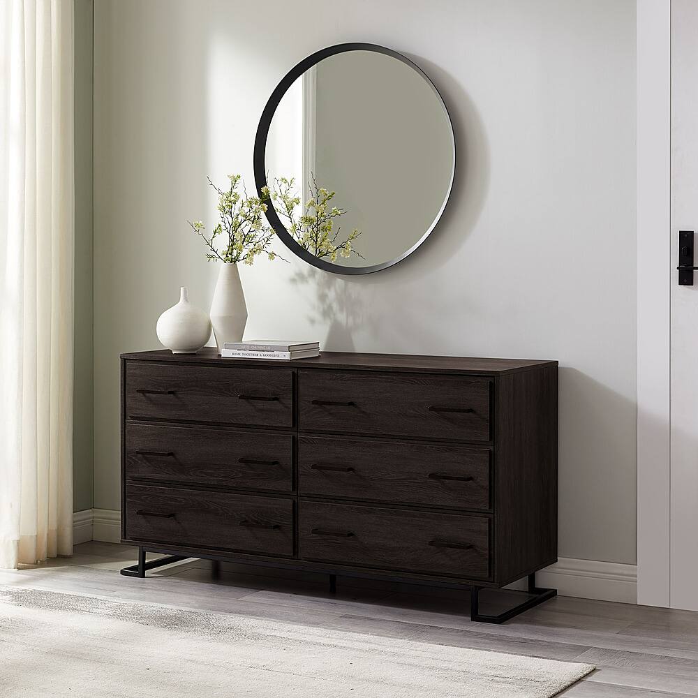 Alt View 12. Walker Edison - Contemporary Angle-Leg 6-Drawer Dresser - Charcoal.