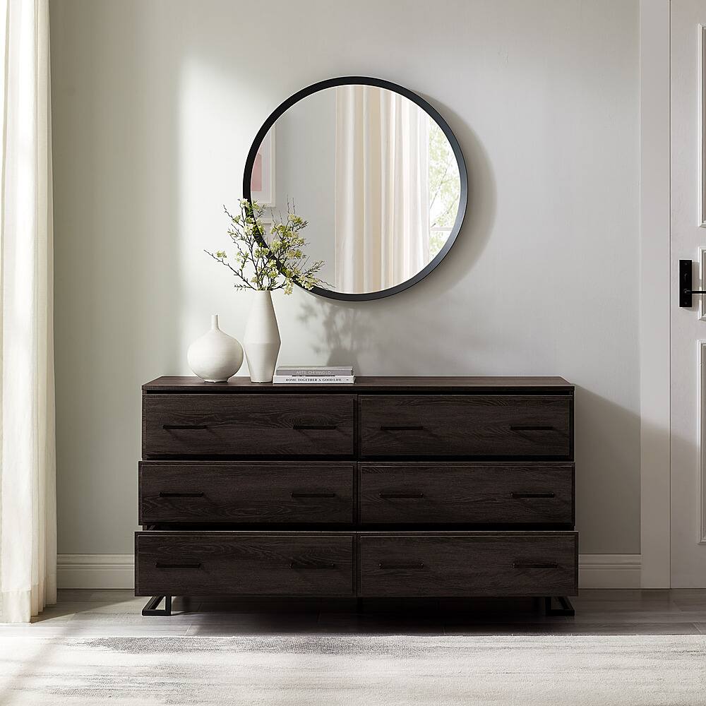 Alt View 16. Walker Edison - Contemporary Angle-Leg 6-Drawer Dresser - Charcoal.