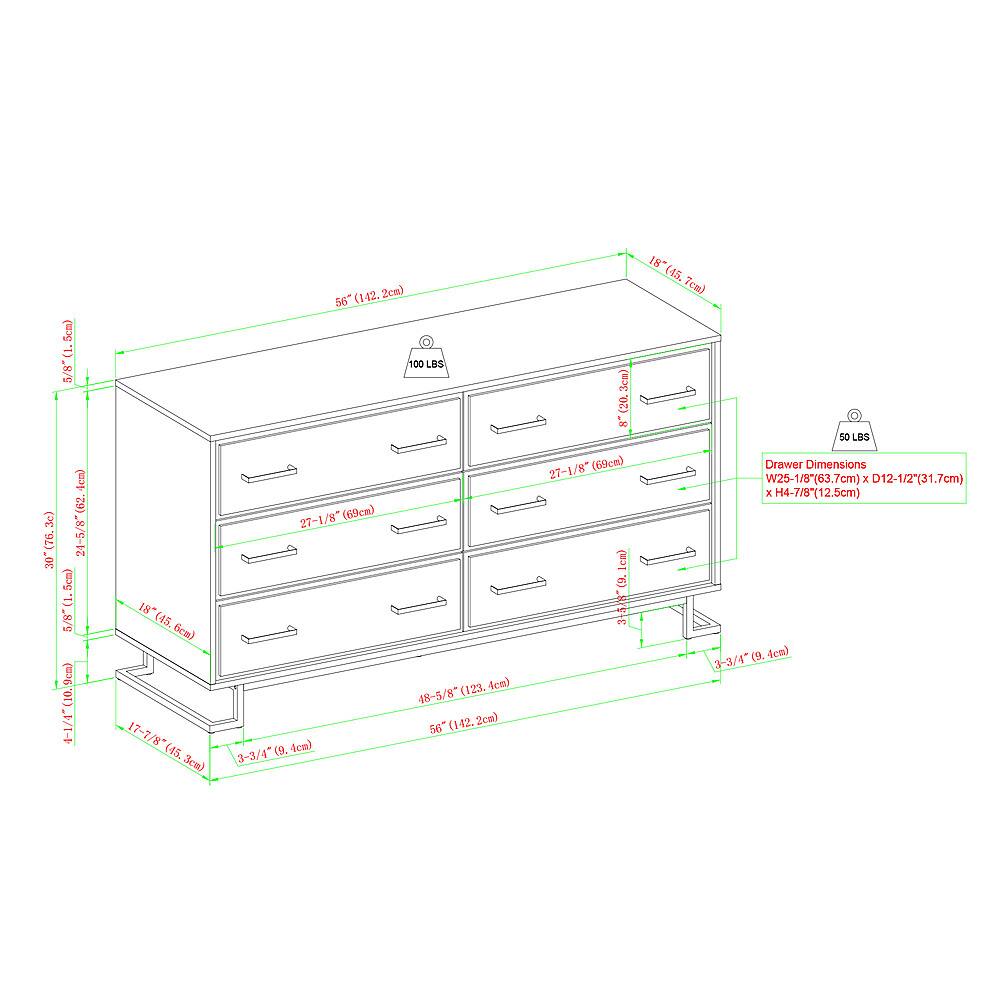 Alt View 40. Walker Edison - Contemporary Angle-Leg 6-Drawer Dresser - Charcoal.