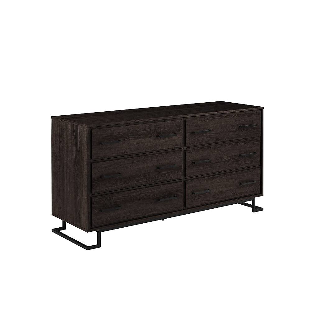 Left. Walker Edison - Contemporary Angle-Leg 6-Drawer Dresser - Charcoal.