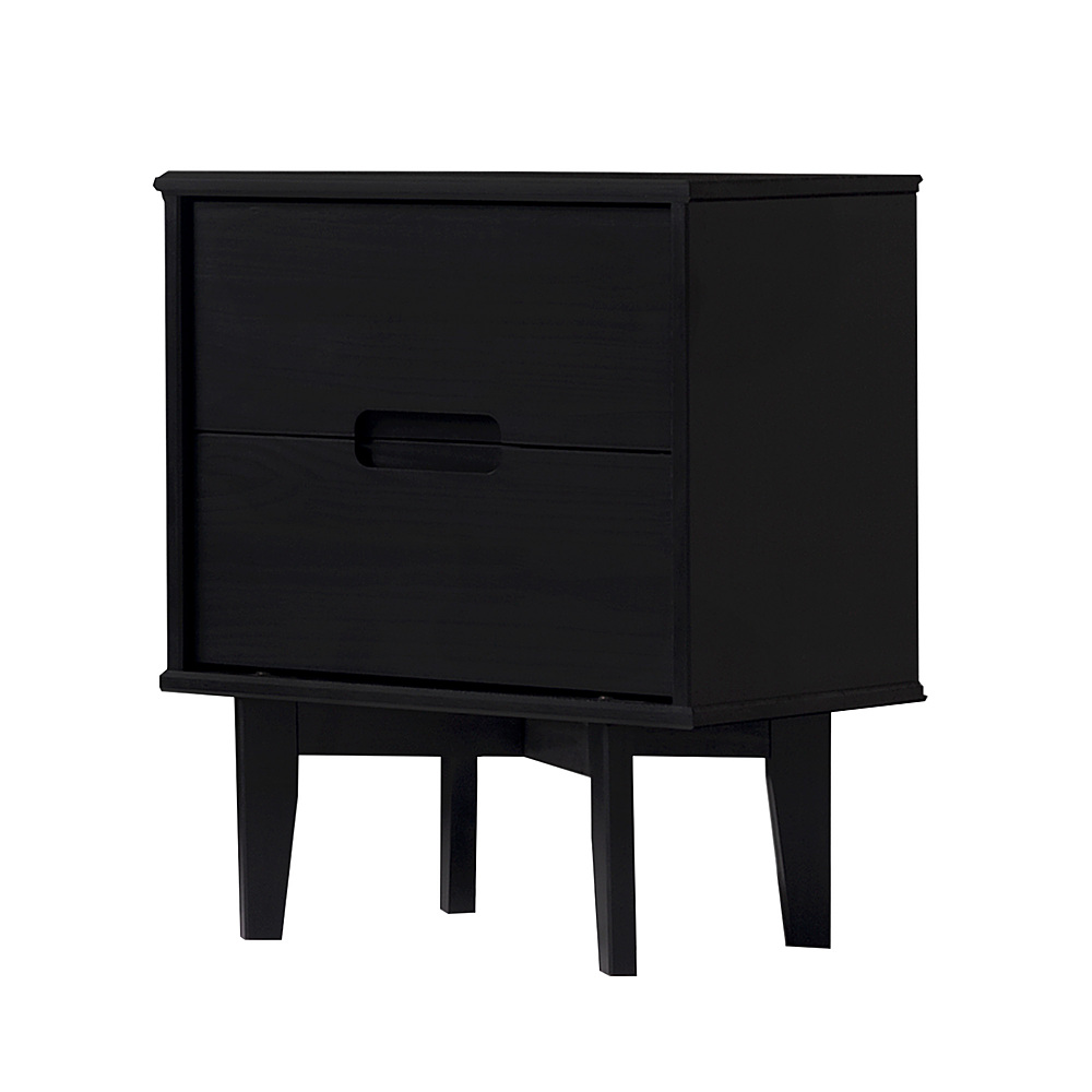 Angle View: Walker Edison - Mid-Century Modern 2-Drawer Gallery-Top Nightstand - Natural Pine