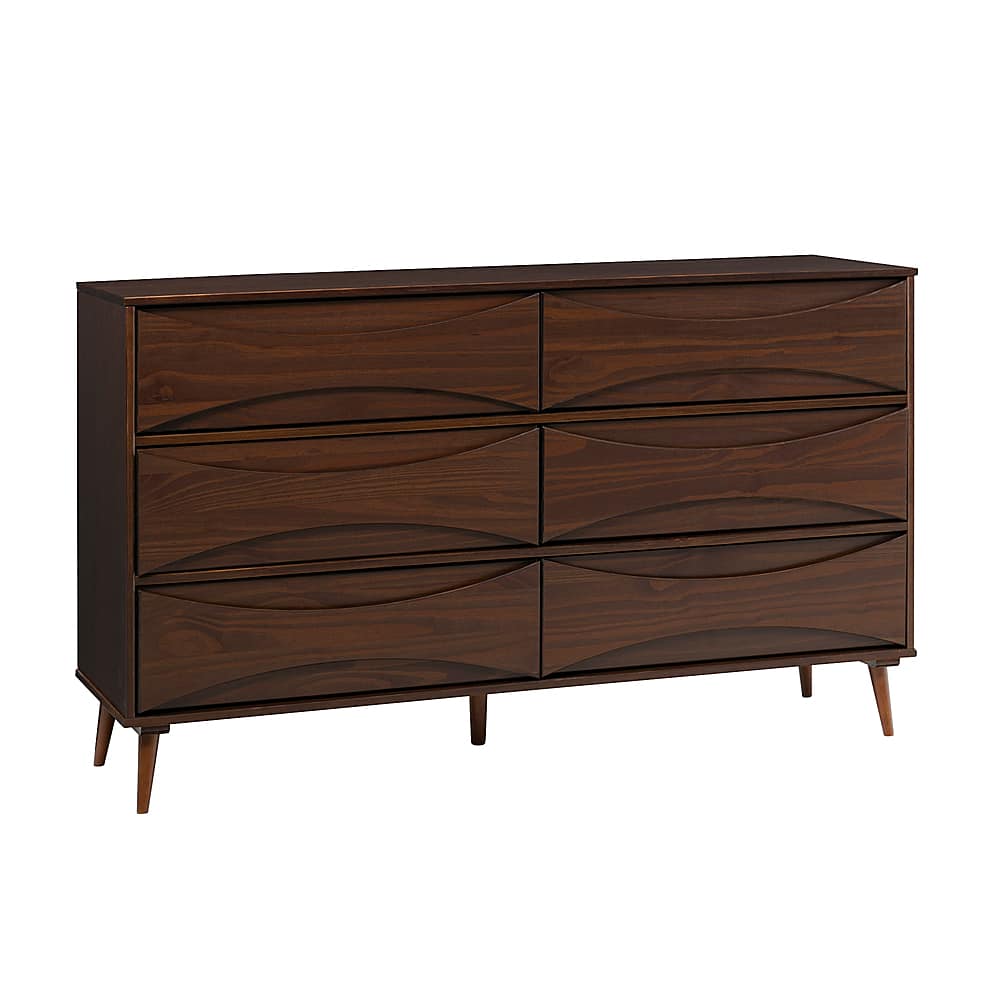 Walker Edison Mid-Century Modern 6-Drawer Curved-Front Chest Walnut  BBRATT6DRDWT - Best Buy