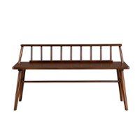 Walker Edison - Contemporary Low-Back Spindle Bench - Walnut - Front_Zoom