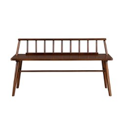 Walker Edison - Contemporary Low-Back Spindle Bench - Walnut - Front_Zoom