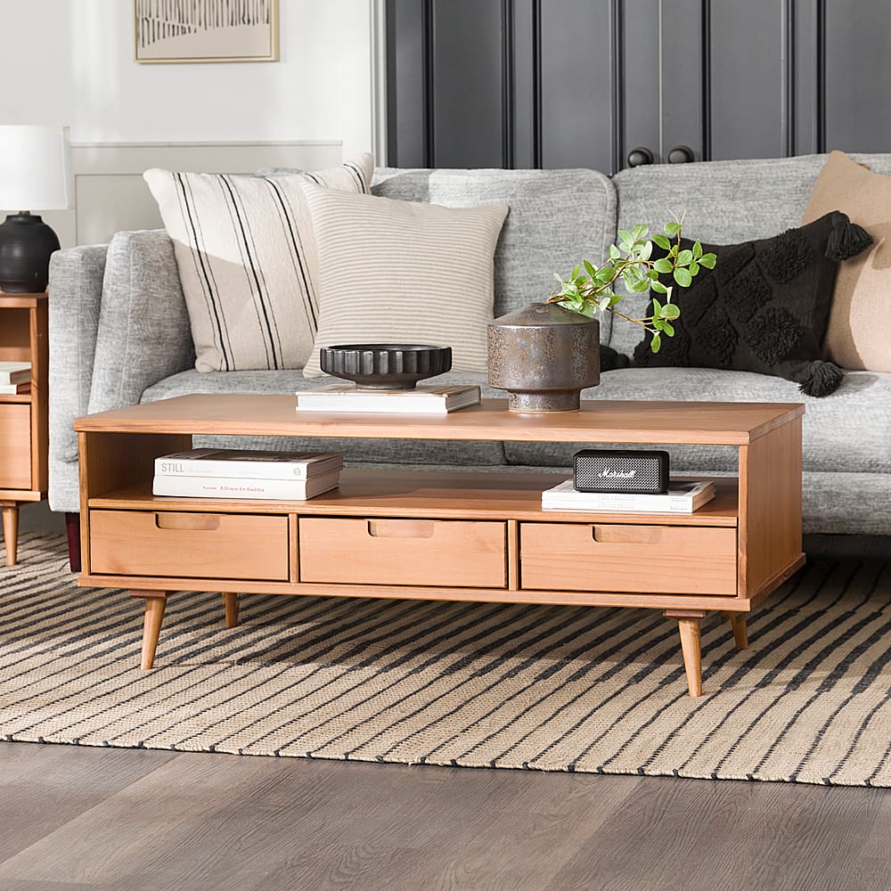 Mid century coffee online table with drawers