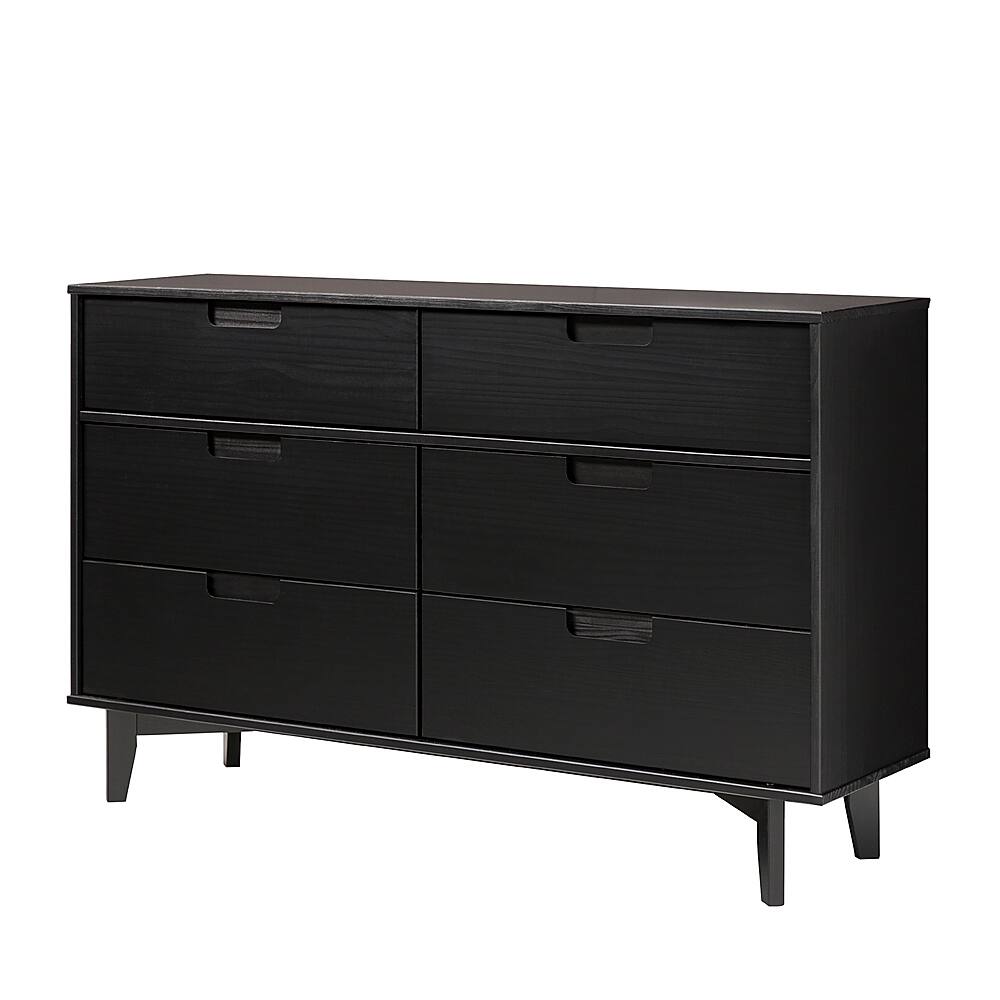 Angle. Walker Edison - Retro Solid Wood 6-Drawer Dresser - Black.