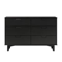Walker Edison - Retro Solid Wood 6-Drawer Dresser - Black - Front_Zoom