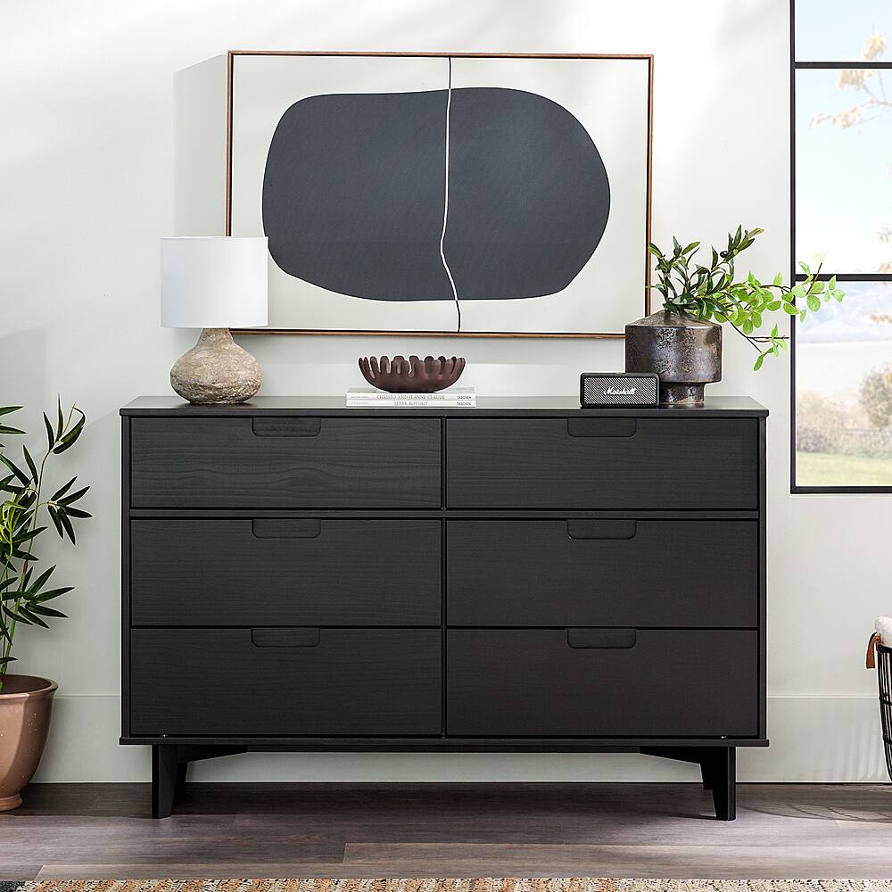 Alt View 11. Walker Edison - Retro Solid Wood 6-Drawer Dresser - Black.