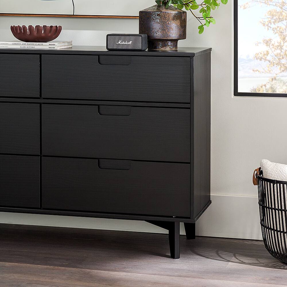 Alt View 19. Walker Edison - Retro Solid Wood 6-Drawer Dresser - Black.