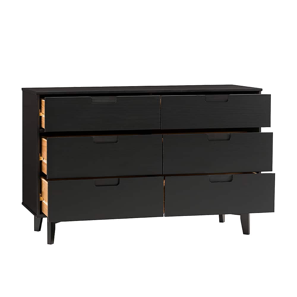 Alt View 26. Walker Edison - Retro Solid Wood 6-Drawer Dresser - Black.