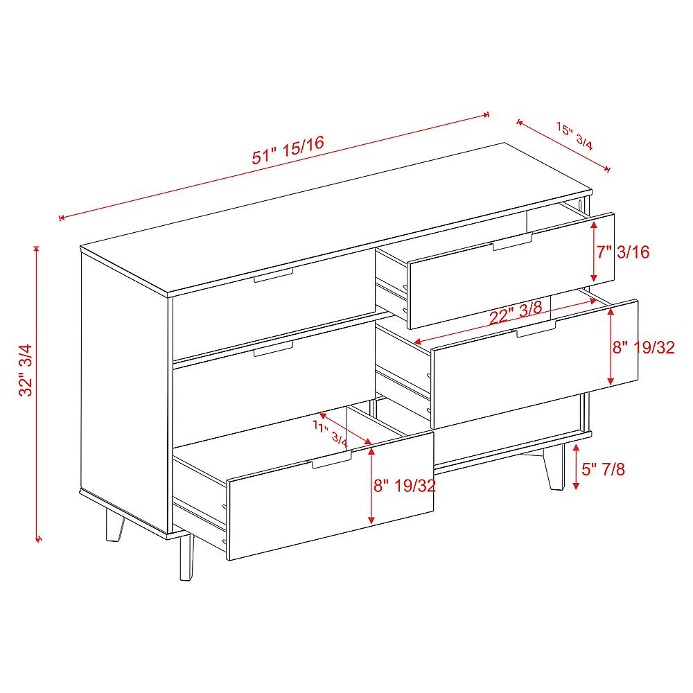Alt View 40. Walker Edison - Retro Solid Wood 6-Drawer Dresser - Black.