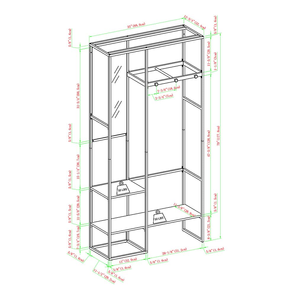 Alt View 40. Walker Edison - Modern Hall Tree with Mirror - Grey Wash.