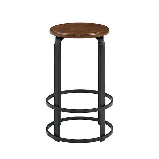 Walker Edison Modern Industrial Round Kitchen Stool Dark Coffee