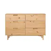 Walker Edison - Retro Solid Wood 6-Drawer Dresser - Natural Pine - Front_Zoom