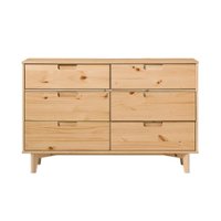 Walker Edison - Retro Solid Wood 6-Drawer Dresser - Natural Pine - Front_Zoom
