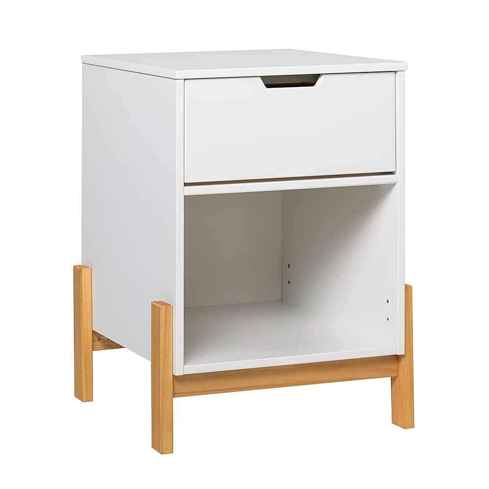 Left View: Walker Edison - Scandi 1-Drawer Minimalist Nightstand - White