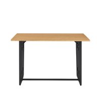 Walker Edison - Modern Metal and Wood Drop-Leaf Dining Table - Light Ash - Front_Zoom